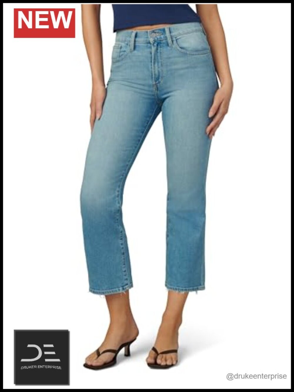 High Rise Cropped Bootcut Jeans with Razor Hem